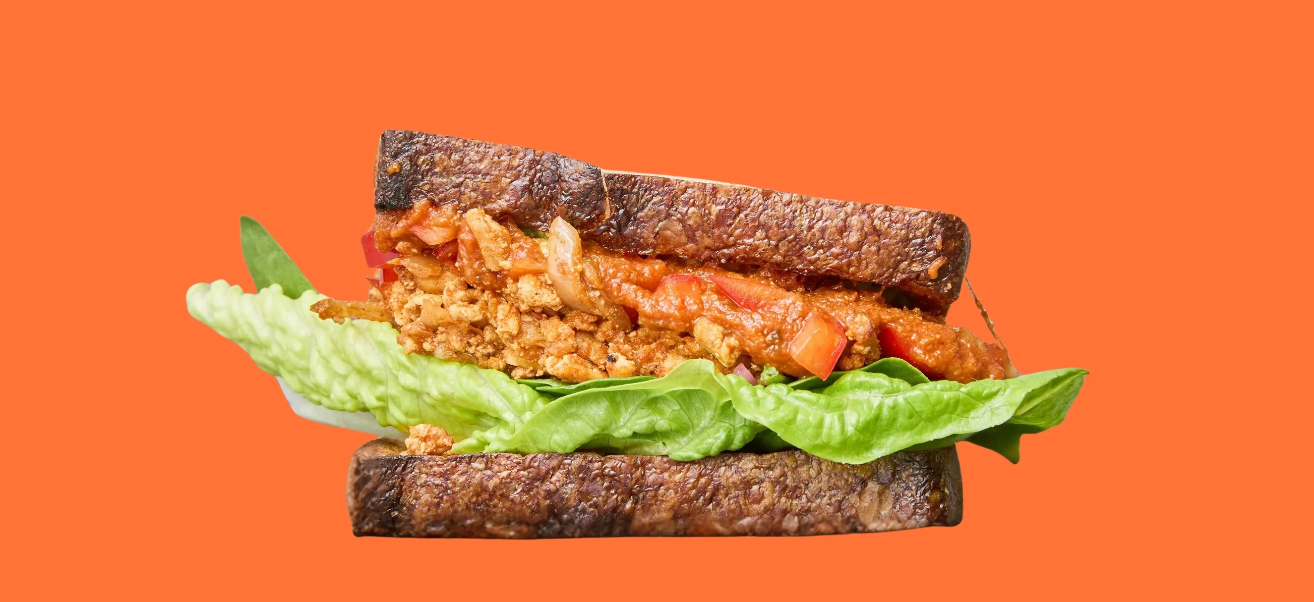 Vegan Mexican sandwich with chipotle and roasted peppers